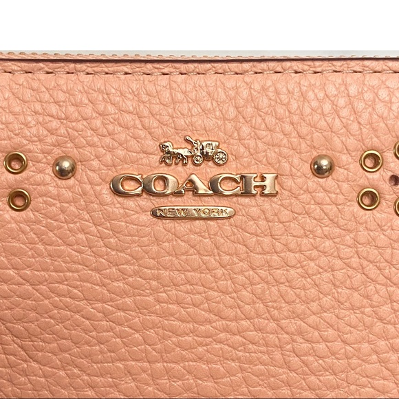 Coach Medium Id Zip Wallet With Floral Whipstitch #CA025 - Picture 3 of 12